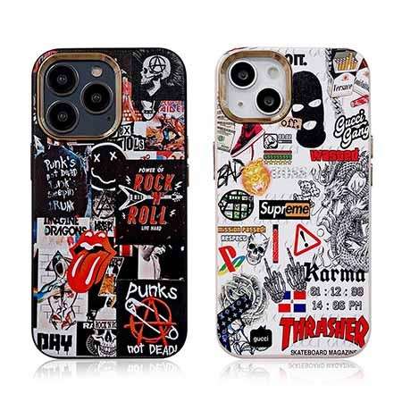 高質革貼 supreme 携帯ケース iphone14promax